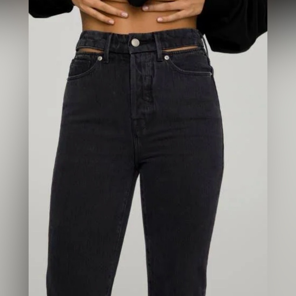 Good American Good Boy Black Jeans With Slit Waistband - Picture 3 of 12